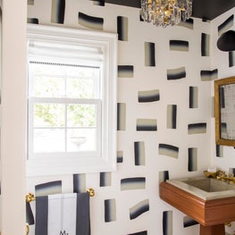 Seattle. Powder Room with hand-painted wall art by Sarah Burns.