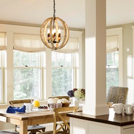Breakfast room with round pendant and built-in server