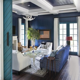 Alluring Den with Coffered Ceiling