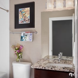 Chicago, Bathroom with texture wallpaper and custom art