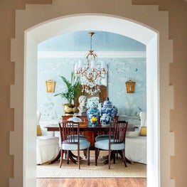 Traditional Dining Room With Hand Painted Mural