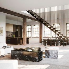 NYC Loft, Great Room towards Dining Area and Kitchen