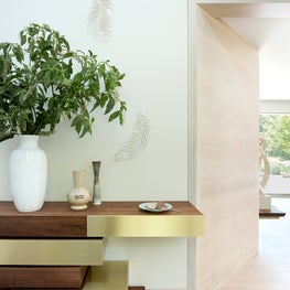 East Hampton Residence - foyer with walnut & brass console