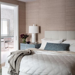 Bedroom featuring Blush Wallpaper