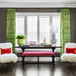 Textured Window Front with Pops of Green and Fuchsia 