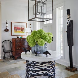 Three Barn Farm Foyer. Contemporary English Country style with sculptural accents.