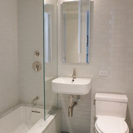 Hexagon and Subway Tile in Pre-War Bathroom