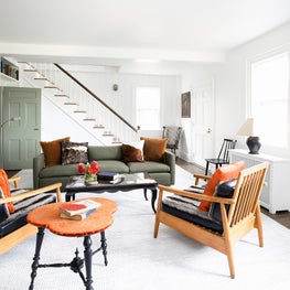 Connecticut Farmhouse, Living Room, Open Shelving, Library
