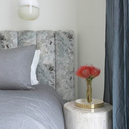 Coconut Grove Miami Master Bedroom with Custom Fabric Headboard