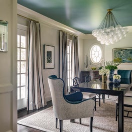 Dining Room with Cloud Chandelier and Painted Ceiling