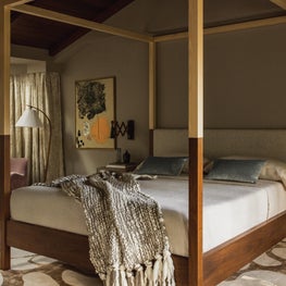 Hillsborough Craftsman Estate, Master Bedroom with custom made bed frame