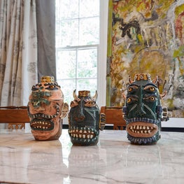 Modern dining room for a collector of Folk Art