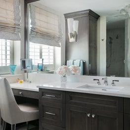 Renovated Master Bathroom with makeup vanity 