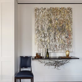 Upper East Side Apartment, Modern Hallway Bar, White with Gold Accents