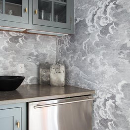 Modern Farmhouse Bar with Wallpaper