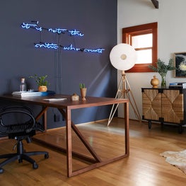 Office in Venice Beach with Neon Accent and Navy Wall
