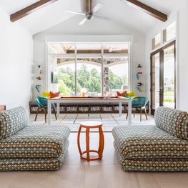 Portfolio: Kids play area with large windows and fun patterns in contemporary home