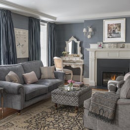 Master Bedroom Sitting Area with Silk Walls