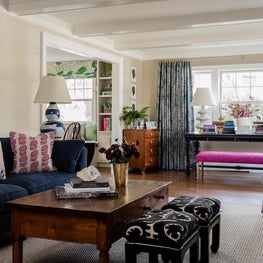 Transitional Living Room with Pops of Color