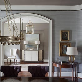 Strong sophisticated and sleek mixed with contemporary and traditional touches.