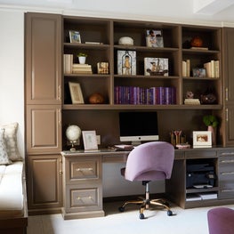 Home office with purple accents