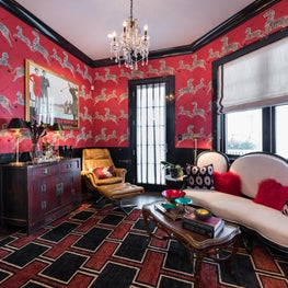 Portfolio: Eclectic red and black Sitting Room with vintage furniture