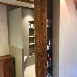 Swiss Chalet Shower with Hidden Storage