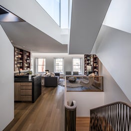 Upper East Side Townhouse, Library and Rooftop Stair