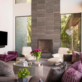 Portfolio: Modern Grey and Plum Living Room 