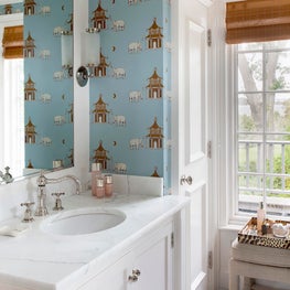 Powder Room with Elephant Wallpaper