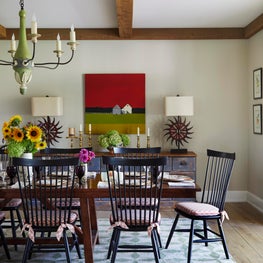 Three Barn Farm Dining Room. Warm English Country style with clean details.