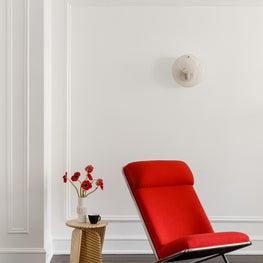 Reupholstered Ward Bennett Scissor Chair in Living Room