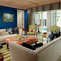 This room has custom pieces with luxurious fabrics in fresh patterns and hues.