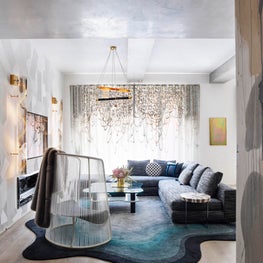 Tribeca Residence, Living Room Featuring Custom Area Rug