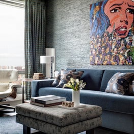 Ritz Carlton Residences, Boston; Grasscloth wallcovering, Custom lighting