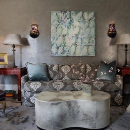 Upper East Side great room with custom venetian plaster walls