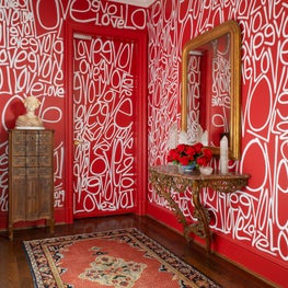 Elevator Vestibule with Modern Street Art Walls and Antiques