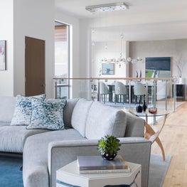 Sausalito Residence - Coastal blue living space with texture and movement