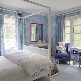 Historic Chestnut Hill Kid's Bedroom with Four Poster Bed and Sitting Area