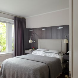 Lincoln Park Residence Master Bedroom with a Hermes Blanket and Pratesi Sheets.