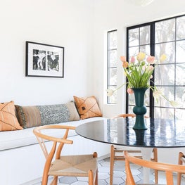 Breakfast Room Remodel with Cement Tile and Built-in Bench Seating