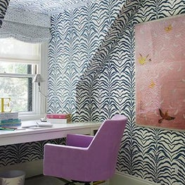 Historic Chestnut Hill Kid's Bedroom with Zebra Wallpaper and Desk