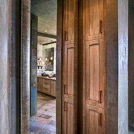 The textured layers of brown, blue, grey and gold provide intensity and color.  