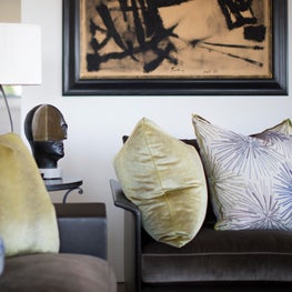  Family Home with a View- Vignette of Glamorous Throw Pillows 