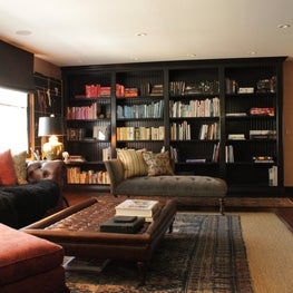 Charcoal lacquer bookcases 