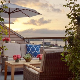Hamptons / Sag Harbor Penthouse, Terrace w/ sunset view over harbor