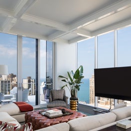 A comfy family room overlooking the lake. 