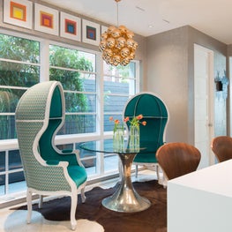 Breakfast Nook with Custom Turquoise Dome Chairs