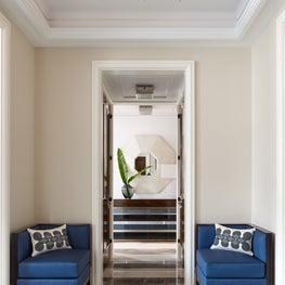 Upper East Side Apartment, Modern, Symmetrical, Entryway. Light Palette, Blue 