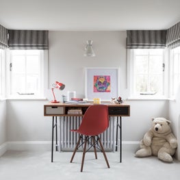 Teenage boys bedroom with a pop of colour 